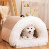 Cuccia per animali domestici con maniglia di giunzione, design caldo in peluche per gatti e cani, taglia: M (caffè)