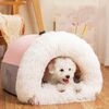 Cuccia per animali domestici con maniglia di giunzione, design caldo in peluche per gatti e cani, taglia: L (rosa)
