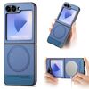 Per Samsung Galaxy Z Flip5 Twill Tessuto Pelle Pelle Custodia Posteriore Magnetica per Telefono (Blu)