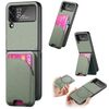 Per Samsung Galaxy Z Flip4 Twill Tessuto Pelle Pelle Carta Borsa Magnetica Posteriore Custodia per Telefono (Verde)