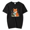 T-shirt a maniche corte in modal con scollo rotondo stampato Reading Fox, stampa su richiesta, taglia: XXXXXL (nero)