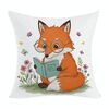 Federa per cuscino da divano stampata con volpe da lettura, senza stampa centrale, su richiesta, dimensioni: 35x35 cm (peluche corto)