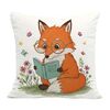 Federa per cuscino da divano stampata con motivo Reading Fox, senza stampa centrale, su richiesta, dimensioni: 35x35 cm (velluto olandese)