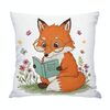 Federa per cuscino da divano stampata con motivo Reading Fox, senza stampa centrale, su richiesta, dimensioni: 35x35 cm (raso lucido)