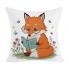 Federa per cuscino da divano stampata con motivo Reading Fox, senza stampa centrale, su richiesta, dimensioni: 35x35 cm (velluto color pesca)