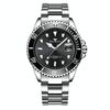 FNGEEN S925 Orologio da uomo al quarzo luminoso Orologio sportivo in acciaio con calendario (acciaio bianco-superficie nera)