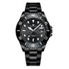 FNGEEN S925 Orologio al quarzo luminoso da uomo Orologio sportivo in acciaio con calendario (acciaio nero-superficie nera)