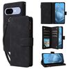 Per Google Pixel 9a Custodia in pelle per telefono multifunzionale con portafoglio multi-carta (nero)