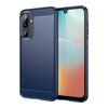 Per Samsung Galaxy M16 5G Custodia per telefono in TPU con texture spazzolata in fibra di carbonio (blu)