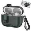 Per AirPods Pro 2 Custodia per auricolari wireless in pelle con gancio e supporto (verde militare)