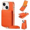 Per iPhone 15 VIETAO Custodia per telefono in PU con texture Litchi e cordino (arancione)
