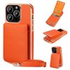Per iPhone 14 Pro Max VIETAO Custodia per telefono in PU con texture Litchi e cordino (arancione)