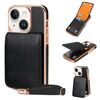 Per iPhone 13 VIETAO Custodia per telefono in PU con texture Litchi con cordino (nero)