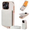 Per iPhone 16 Pro Max VIETAO Custodia per telefono in PU con texture Litchi e cordino (bianco)