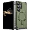 Per Samsung Galaxy S23 Ultra 5G Straship Custodia per telefono ibrida in TPU magnetico per PC (verde militare)
