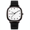 SYNOKE Orologio al quarzo da uomo sportivo retrò semplice cinturino in pelle orologio al quarzo orologio da polso per studenti adolescenti (nero bianco)