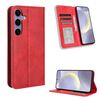 Per Samsung Galaxy S25+ 5G Custodia per telefono in pelle con fibbia magnetica e texture retrò (rosso)