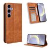 Per Samsung Galaxy S25+ 5G Custodia per telefono in pelle con fibbia magnetica e texture retrò (marrone)