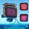 Custodia protettiva con custodia impermeabile da 45 m + cover posteriore touch screen per GoPro NEW HERO / HERO6 / 5, con fibbia di montaggio di base e vite e filtri (viola, rosso, rosa), nessuna necessità di rimuovere l'obiettivo (trasparente)