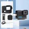 Per GoPro HERO 2024 Custodia protettiva in silicone con interfaccia laterale con cinturino da polso e copriobiettivo (nero)