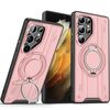 Per Samsung Galaxy S21 Ultra 5G Supporto ad anello rotante Custodia magnetica per telefono MagSafe (rosa)