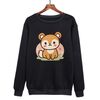 Felpa girocollo casual larga con stampa scoiattolo, stampa su richiesta, taglia: XL (nero)