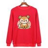 Felpa girocollo casual larga con stampa scoiattolo, stampa su richiesta, taglia: XL (rosso)