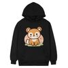 Felpa con cappuccio in pile con stampa scoiattolo, stampa su richiesta, taglia: XXXL (nero)
