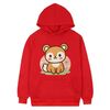Felpa con cappuccio in pile con stampa scoiattolo, stampa su richiesta, taglia: XXXL (rosso)
