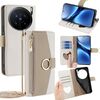 Per vivo X200 Pro 5G Custodia a tracolla in pelle con texture Litchi (bianca)