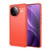 Per Xiaomi Poco F7 Ultra Custodia per telefono in TPU con texture spazzolata in fibra di carbonio (rosso)