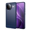 Per Xiaomi Poco F7 Ultra Custodia per telefono in TPU con texture spazzolata in fibra di carbonio (blu)