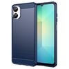 Per Samsung Galaxy A06 5G Custodia per telefono in TPU con texture spazzolata in fibra di carbonio (blu)