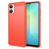 Per Samsung Galaxy A06 5G Custodia per telefono in TPU con texture spazzolata in fibra di carbonio (rosso)
