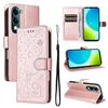 Custodia in pelle con stampa gatto e ape per vivo Y29S 5G / Y04 (oro rosa)
