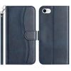 Per iPhone 7 / 8 / SE 2022 Custodia per telefono in pelle a forma di S con doppia piegatura (blu navy)
