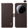 Per Xiaomi 15 Ultra KHAZNEH Custodia per telefono in vera pelle RFID con magnete laterale Litchi (marrone)