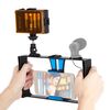 PULUZ 2 in 1 Vlogging Live Broadcast LED Selfie Light Smartphone Kit video rig con testa per treppiede Cold Shoe per iPhone, Galaxy, Huawei, Xiaomi, HTC, LG, Google e altri smartphone (blu)