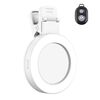 Specchio posteriore per selfie pieghevole con clip per cellulare, colore: bianco con telecomando