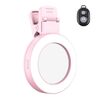 Specchio per selfie posteriore pieghevole con clip per cellulare, colore: rosa con telecomando