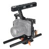 YELANGU YLG0904A-C Stabilizzatore a gabbia per videocamera con impugnatura per Panasonic Lumix DMC-GH4 / Sony A7 e A7S e A7R e A7RII e A7SII (arancione)