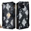 Per itel A50C 4G Custodia a tracolla in pelle con texture serpente (nero)