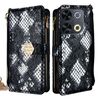 Per itel P65 Custodia per telefono in pelle con texture a serpente e maniglia a tracolla (nero)