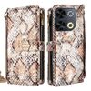 Per itel P65 Custodia per telefono in pelle con texture a serpente e maniglia a tracolla (bianca)