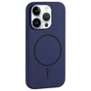 Per iPhone 14 Pro Custodia per telefono in silicone liquido con copertura totale e foro grande per fotocamera MagSafe (blu reale)