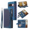 Per Google Pixel 10/10 Pro Custodia per telefono in pelle con cerniera e cordino (blu)