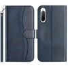 Per Sony Xperia 10 V 2023 Custodia in pelle a forma di S con doppia piegatura (blu navy)