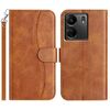 Per Redmi 13C 4G Custodia in pelle a forma di S a doppia piega (marrone)