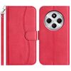 Per Redmi 14C 4G Custodia in pelle a forma di S a doppia piega (rosso rosa)