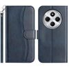 Per Redmi 14C 4G Custodia in pelle a forma di S a doppia piega (blu navy)